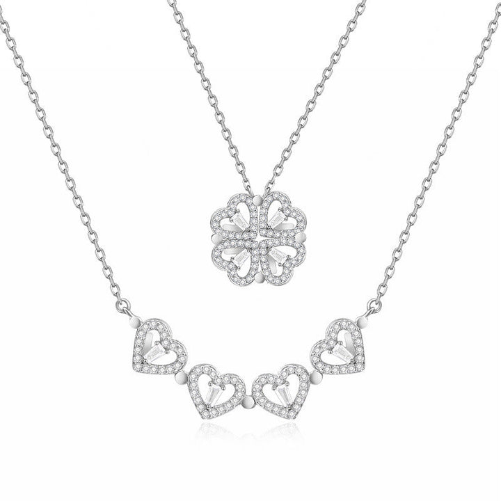 Sterling Zilver Magnetische Opvouwbare Klavertje Vier Ketting