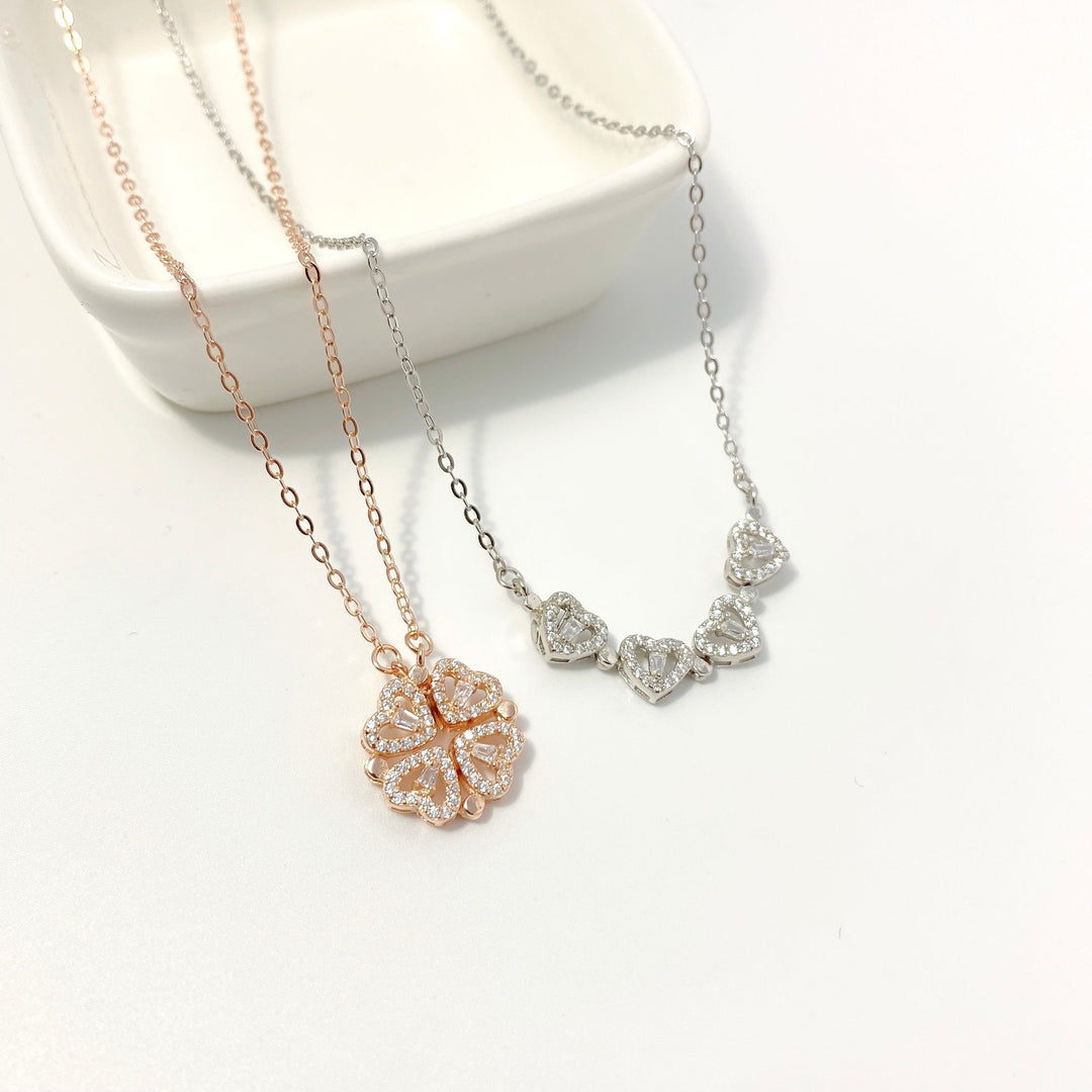 Sterling Zilver Magnetische Opvouwbare Klavertje Vier Ketting