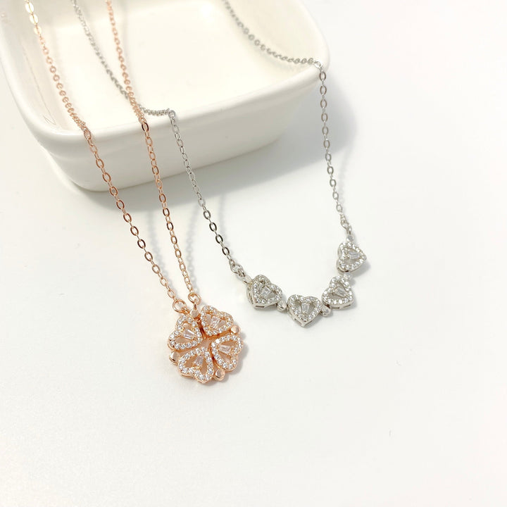 Sterling Zilver Magnetische Opvouwbare Klavertje Vier Ketting