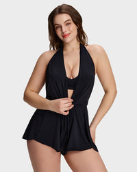 Halter V-hals Zwemromper met buikcontrole
