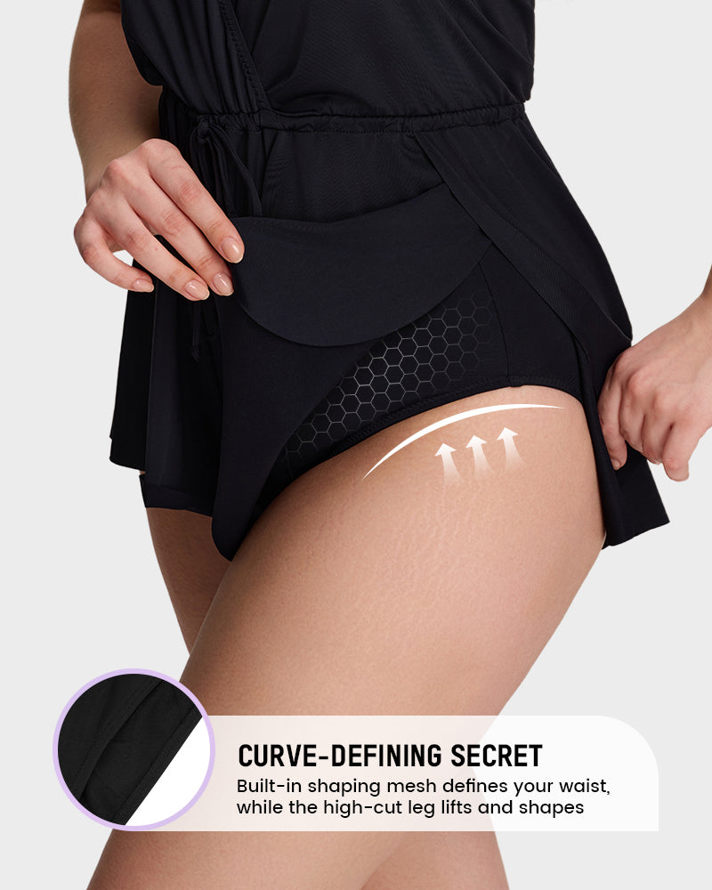 Halter V-hals Zwemromper met buikcontrole