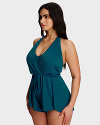 Halter V-hals Zwemromper met buikcontrole