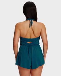 Halter V-hals Zwemromper met buikcontrole