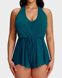Halter V-hals Zwemromper met buikcontrole