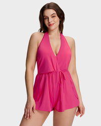 Halter V-hals Zwemromper met buikcontrole