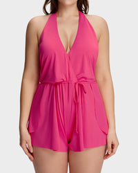 Halter V-hals Zwemromper met buikcontrole