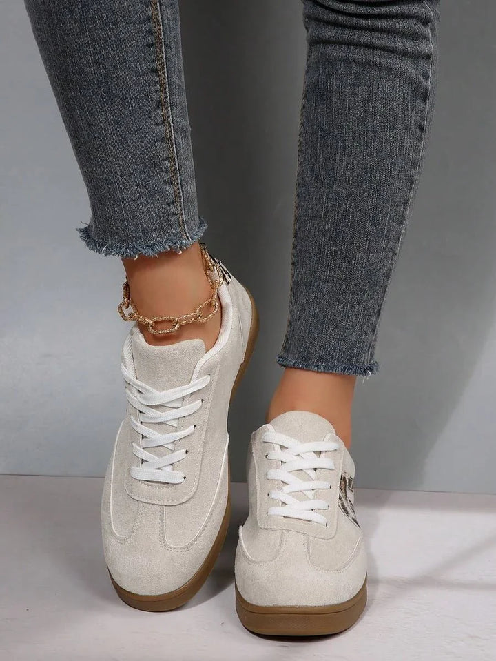 Harbor Court Beige Leopard Gum Sole Sneakers