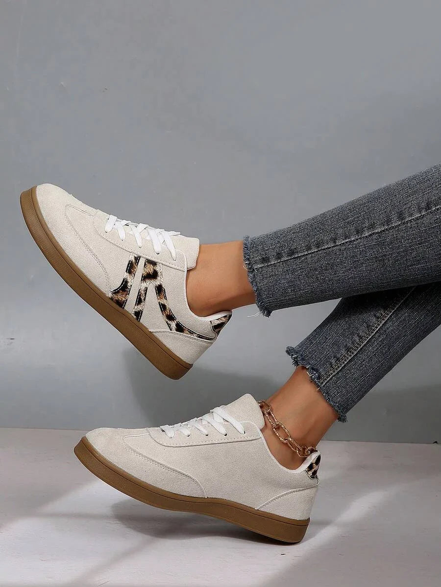 Harbor Court Beige Leopard Gum Sole Sneakers