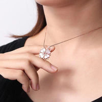 Sterling Zilver Magnetische Schelp Vouwbare Klavertje Vier Ketting