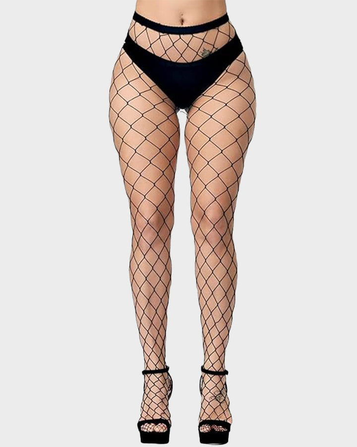 Klassieke fishnet panty met hoge taille – 4 gaasstijlen
