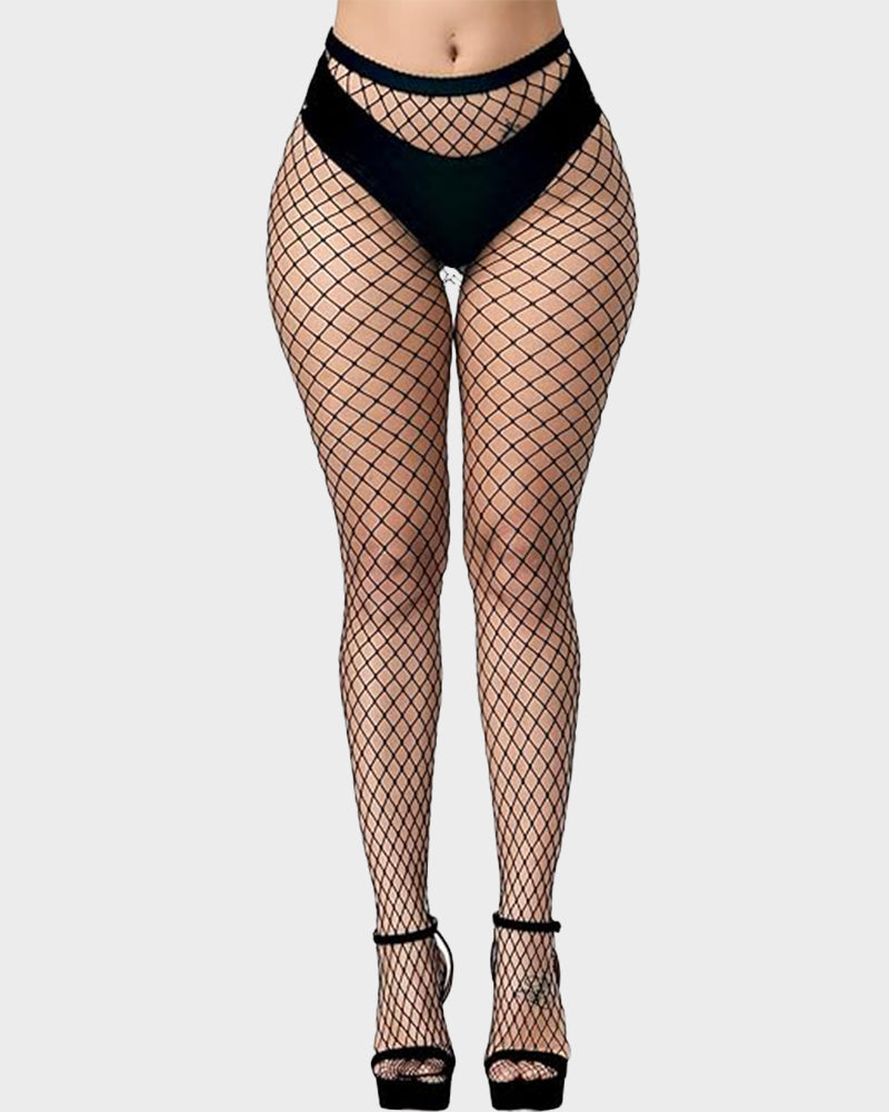Klassieke fishnet panty met hoge taille – 4 gaasstijlen