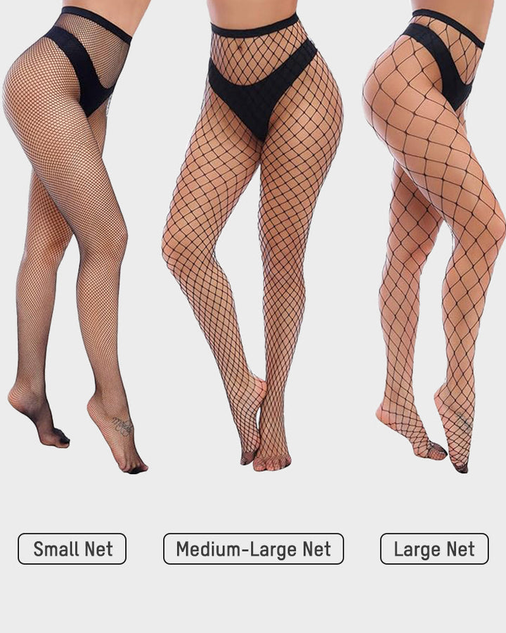 Klassieke fishnet panty met hoge taille – 4 gaasstijlen
