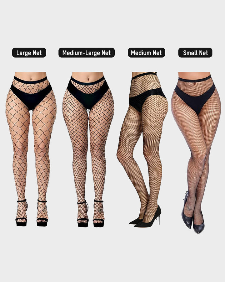 Klassieke fishnet panty met hoge taille – 4 gaasstijlen