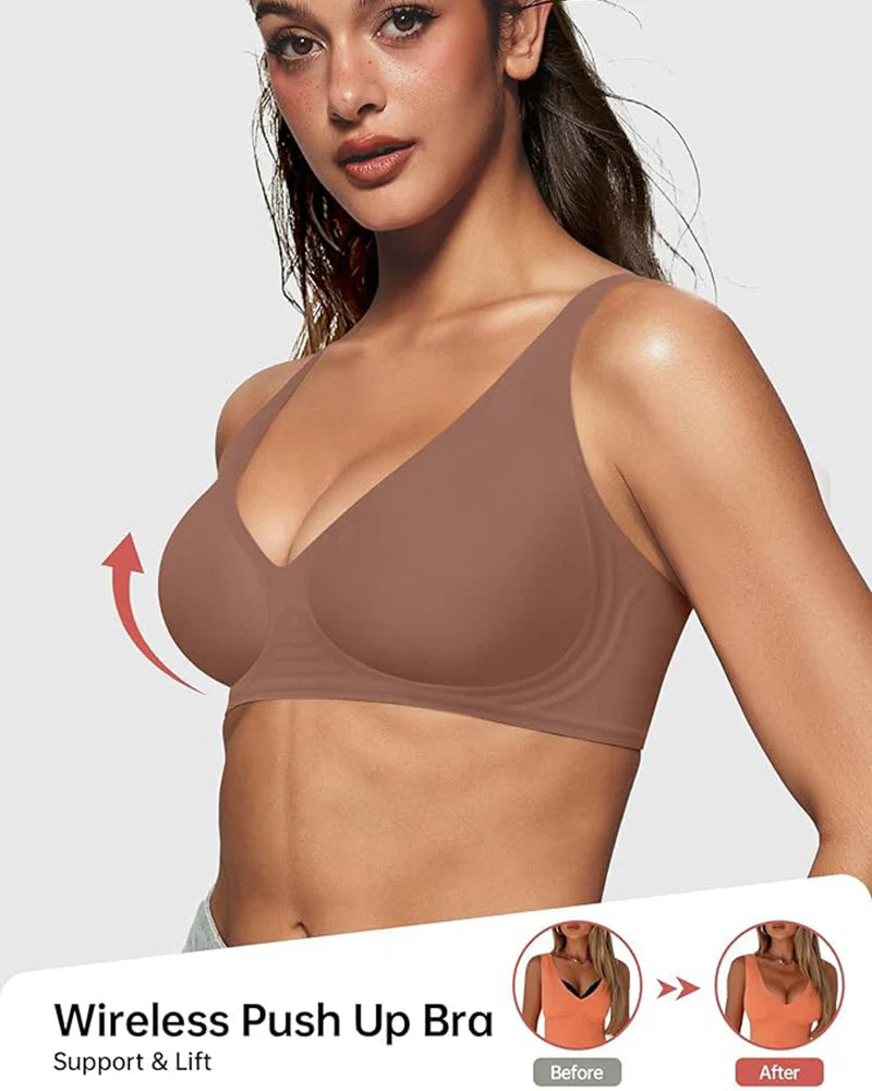 Naadloze diepe V push-up draadloze beha