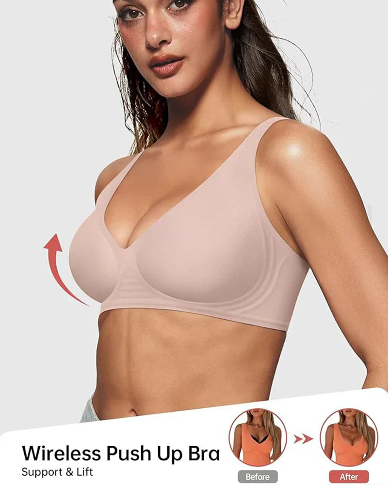 Naadloze diepe V push-up draadloze beha