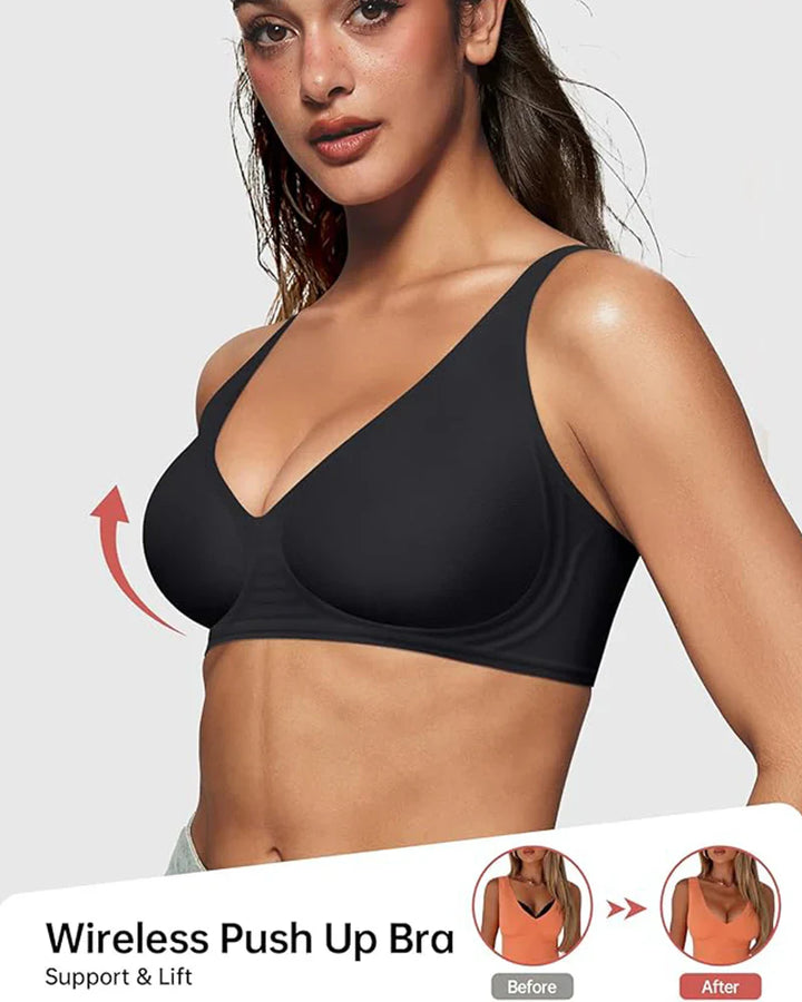 Naadloze diepe V push-up draadloze beha