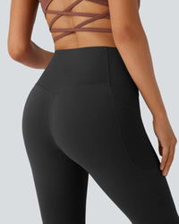 High-Waisted Buikcorrigerende Shaping Yoga Legging met Zakken en Uitlopende Pijpen