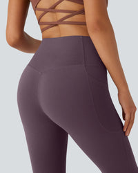 High-Waisted Buikcorrigerende Shaping Yoga Legging met Zakken en Uitlopende Pijpen