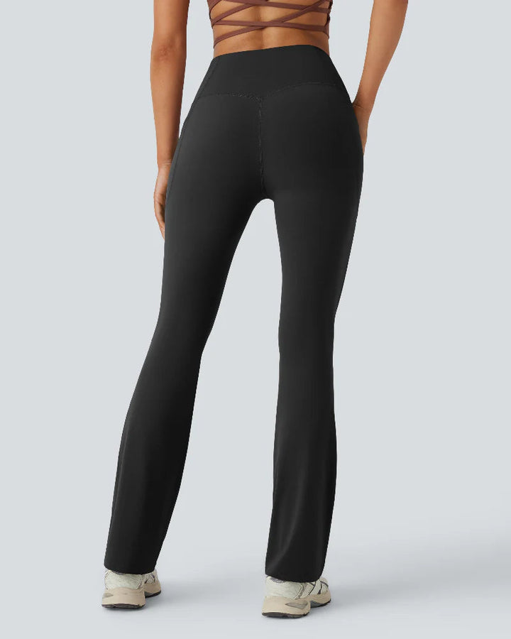 High-Waisted Buikcorrigerende Shaping Yoga Legging met Zakken en Uitlopende Pijpen