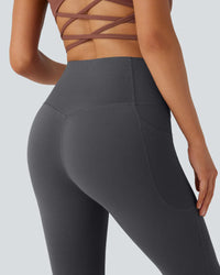 High-Waisted Buikcorrigerende Shaping Yoga Legging met Zakken en Uitlopende Pijpen