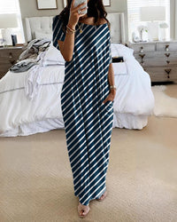 Maxi-jurk met vleermuismouwen en off-shoulderhalslijn