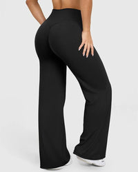 Casual zachte broek met rechte pijpen en hoge taille