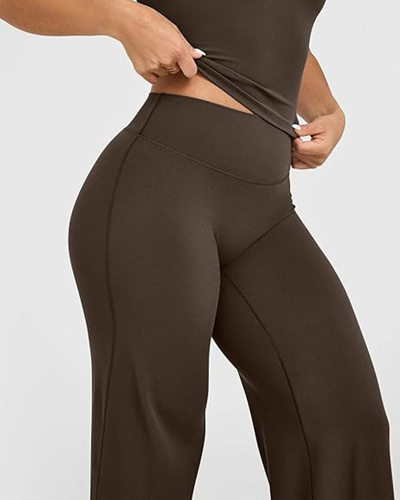 Casual zachte broek met rechte pijpen en hoge taille