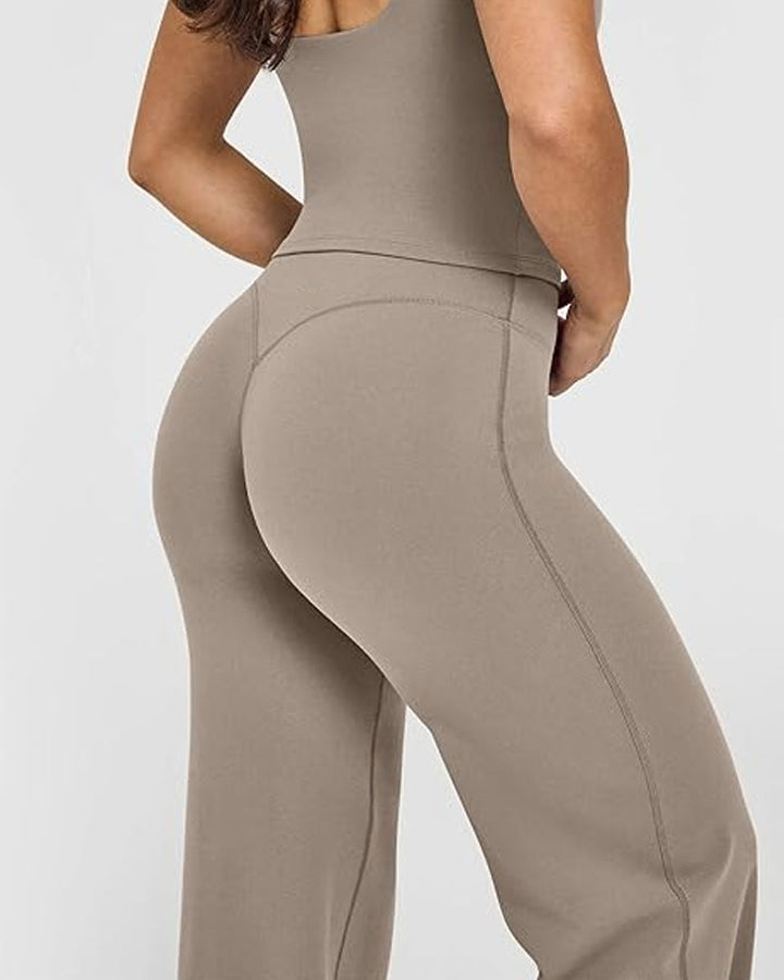 Casual zachte broek met rechte pijpen en hoge taille