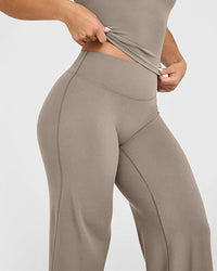 Casual zachte broek met rechte pijpen en hoge taille