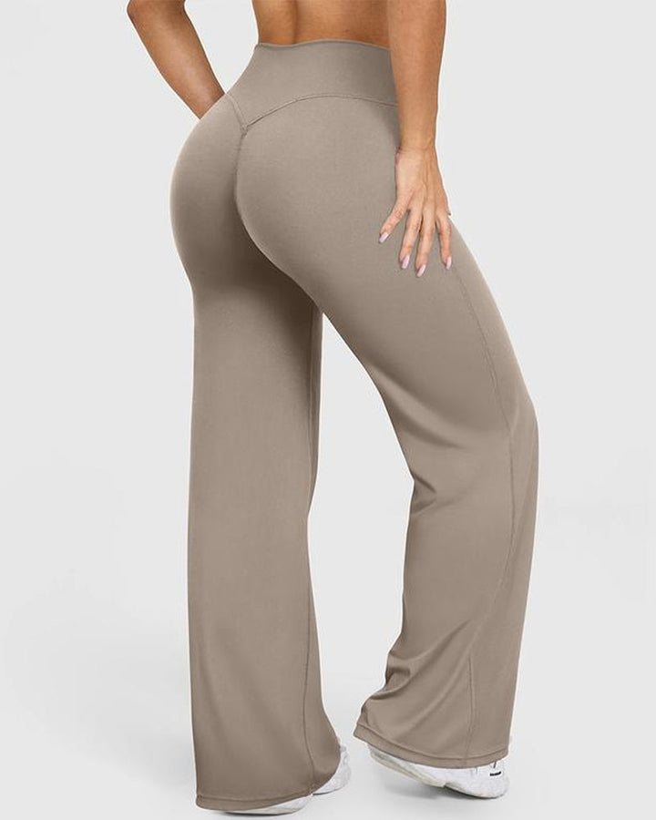 Casual zachte broek met rechte pijpen en hoge taille