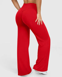 Casual zachte broek met rechte pijpen en hoge taille