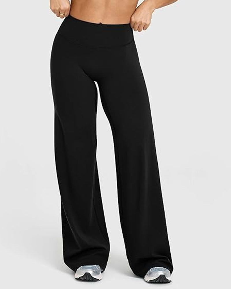 Casual zachte broek met rechte pijpen en hoge taille