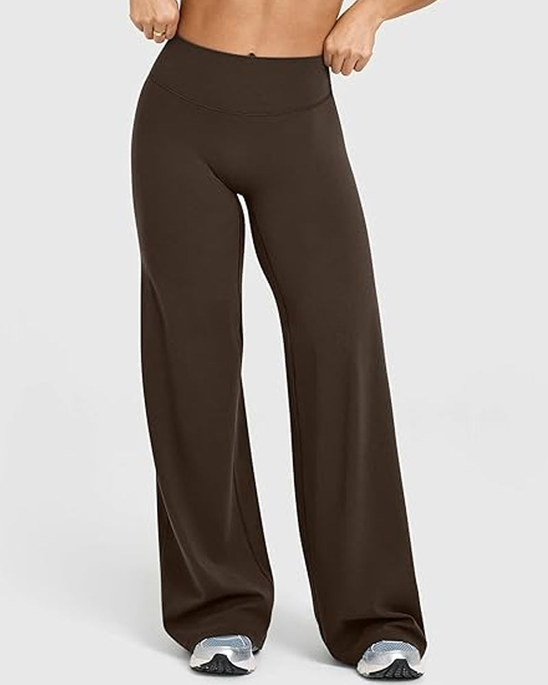 Casual zachte broek met rechte pijpen en hoge taille