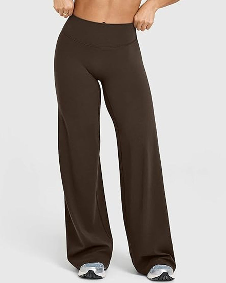 Casual zachte broek met rechte pijpen en hoge taille
