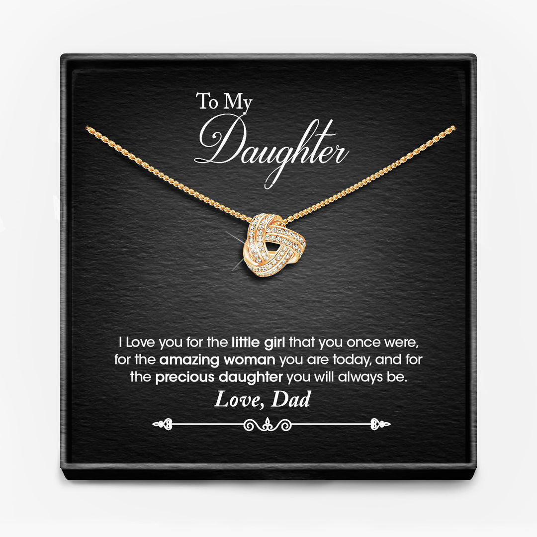 AAN MIJN DOCHTER, LIEFDE MAMA/ MAMA EN PAPA/ PAPA - Infinity Knoop Ketting
