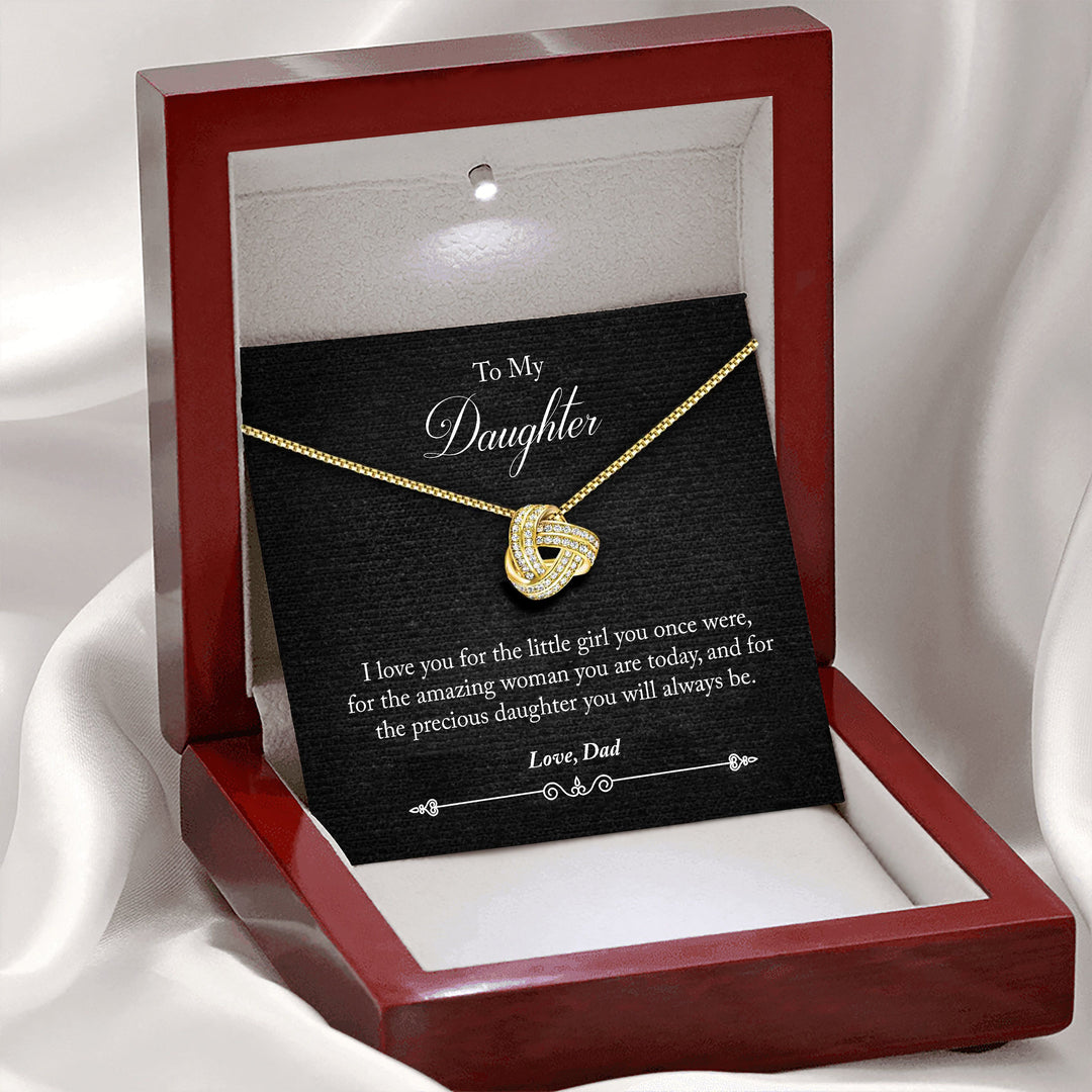 AAN MIJN DOCHTER, LIEFDE MAMA/ MAMA EN PAPA/ PAPA - Infinity Knoop Ketting