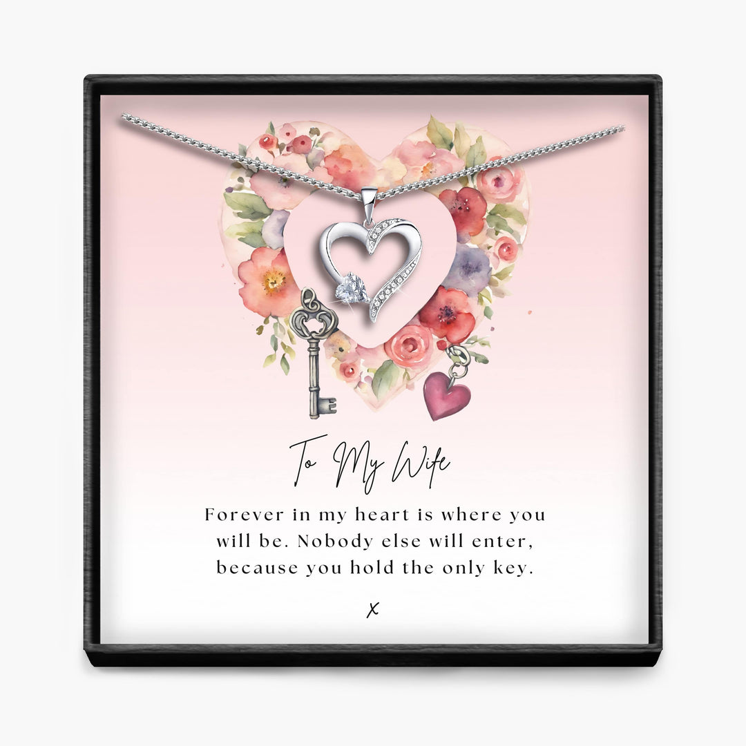 Vrouw In Mijn Hart - Sterling Zilveren Heilig Hart Ketting - 5 Kleuren