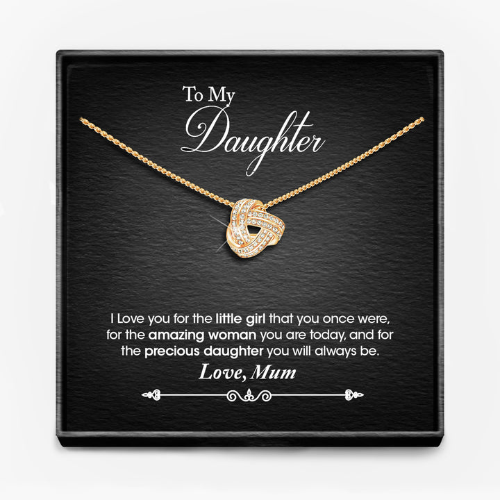 AAN MIJN DOCHTER, LIEFDE MAMA/ MAMA EN PAPA/ PAPA - Infinity Knoop Ketting