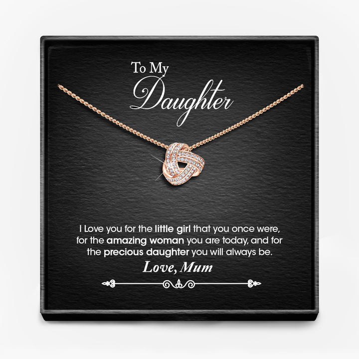 AAN MIJN DOCHTER, LIEFDE MAMA/ MAMA EN PAPA/ PAPA - Infinity Knoop Ketting