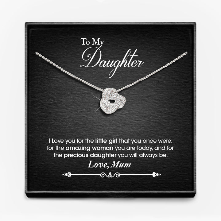 AAN MIJN DOCHTER, LIEFDE MAMA/ MAMA EN PAPA/ PAPA - Infinity Knoop Ketting