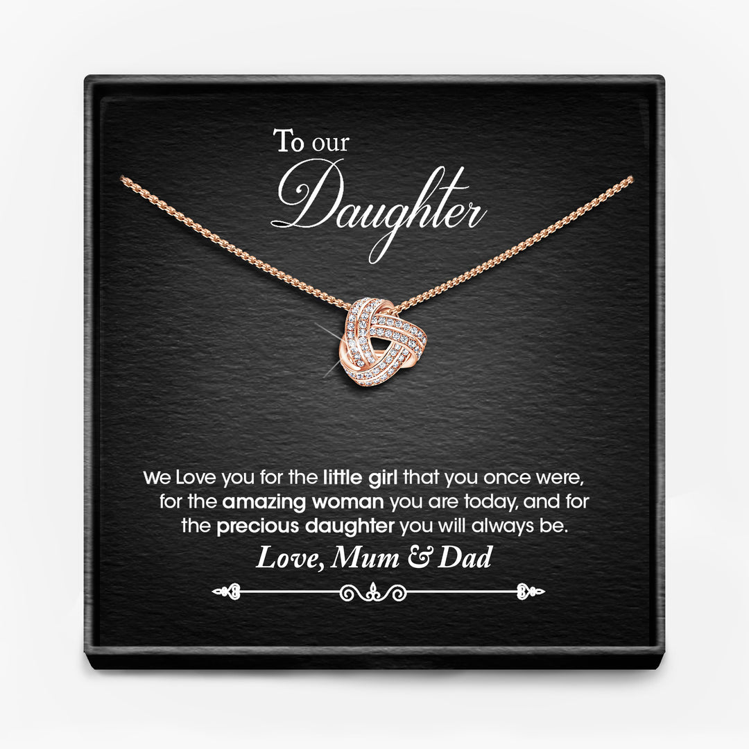 AAN MIJN DOCHTER, LIEFDE MAMA/ MAMA EN PAPA/ PAPA - Infinity Knoop Ketting