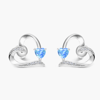 Sterling Zilveren Heilige Hart Oorbellen - Blauw