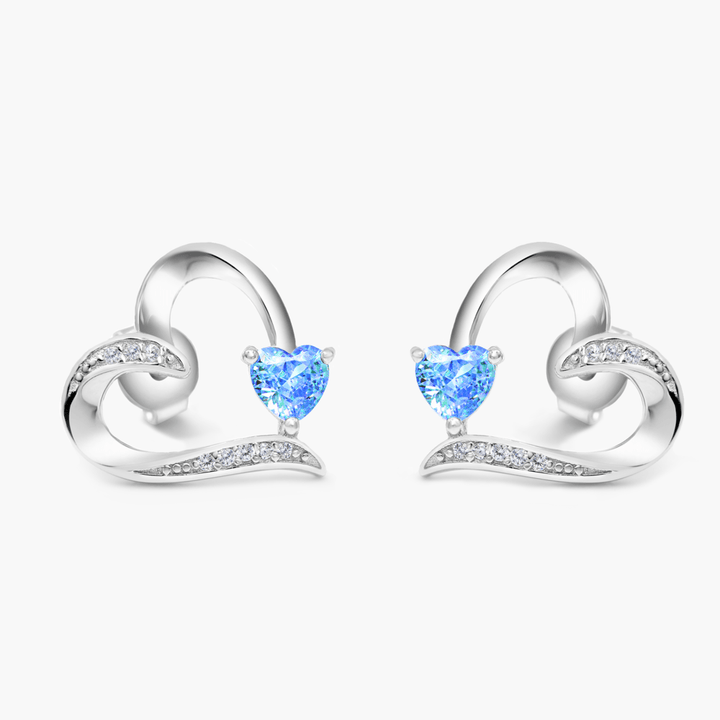 Sterling Zilveren Heilige Hart Oorbellen - Blauw