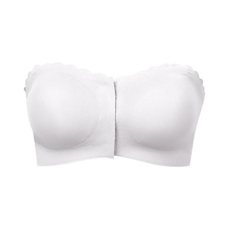 Naadloze bralette tube top met golvende rand