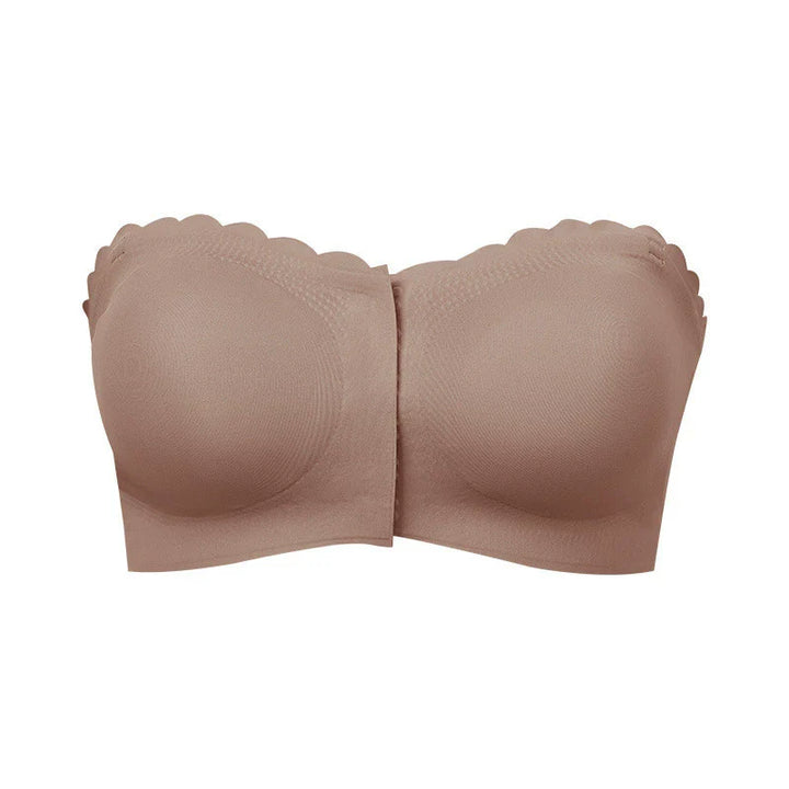 Naadloze bralette tube top met golvende rand