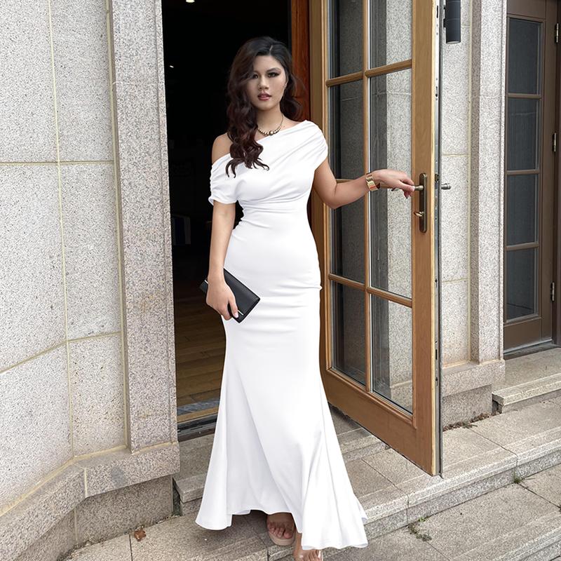 Elegante Mouwloze Off-shoulder Nauwsluitende Lange Formele Avondjurk