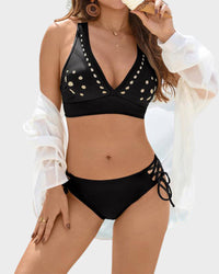 Petal Hollow V-hals Tweedelige String Bikiniset