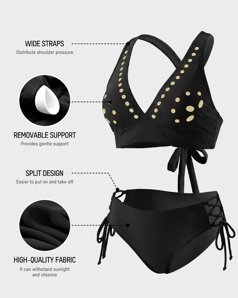 Petal Hollow V-hals Tweedelige String Bikiniset