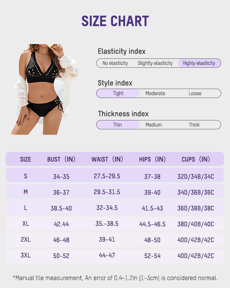 Petal Hollow V-hals Tweedelige String Bikiniset