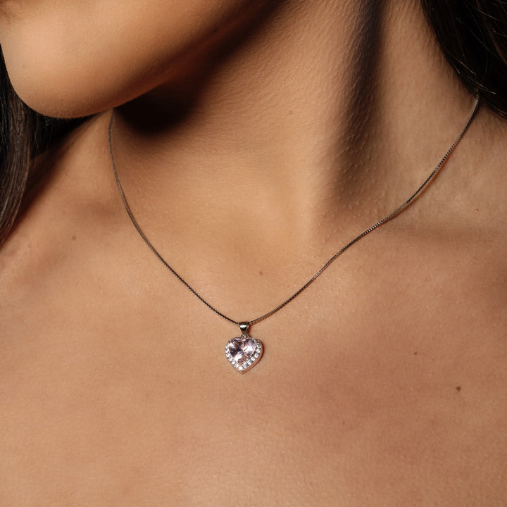 Eén op een Miljoen Mama - Roze Morganiet Hartketting